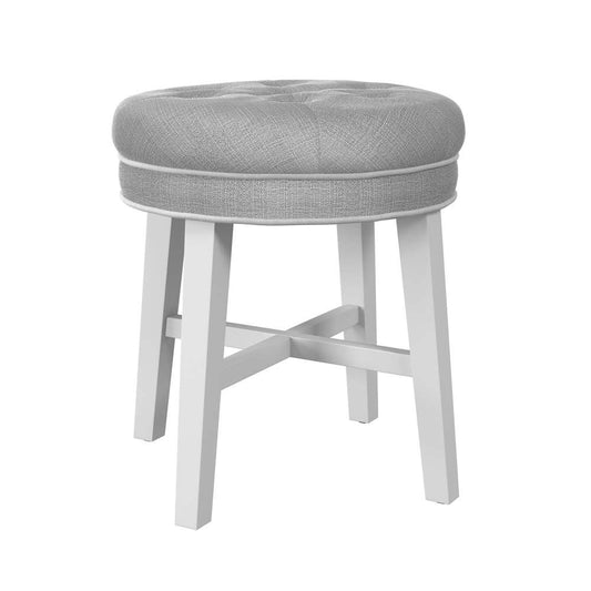 Hillsdale Furniture - Sophia Tufted Backless Vanity Stool, White with Gray Fabric - 51007 veiw 1