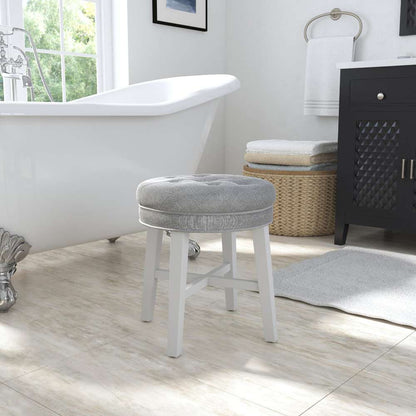 Hillsdale Furniture - Sophia Tufted Backless Vanity Stool, White with Gray Fabric - 51007 veiw 4