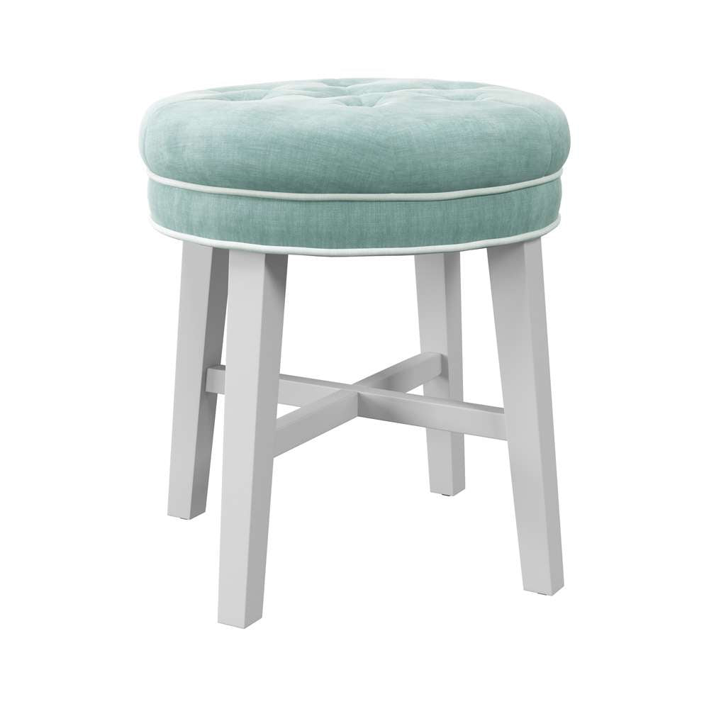 Hillsdale Furniture - Sophia Tufted Backless Vanity Stool, White with Spa Blue Fabric - 51008 veiw 1