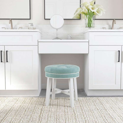 Hillsdale Furniture - Sophia Tufted Backless Vanity Stool, White with Spa Blue Fabric - 51008 veiw 4