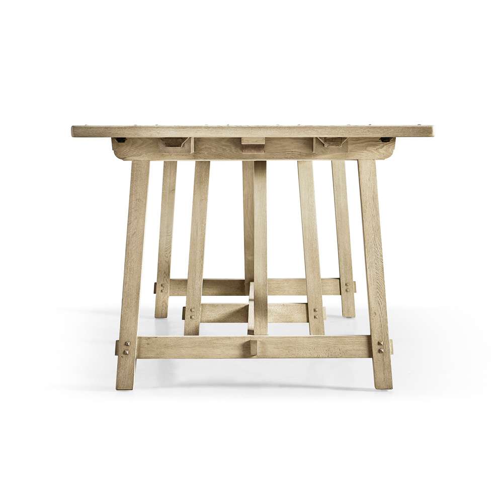 Jonathan Charles Fine Furniture - Timeless Sidereal French Laundry Table 96in in Stripped Oak - 003-2-A61-STO veiw 3
