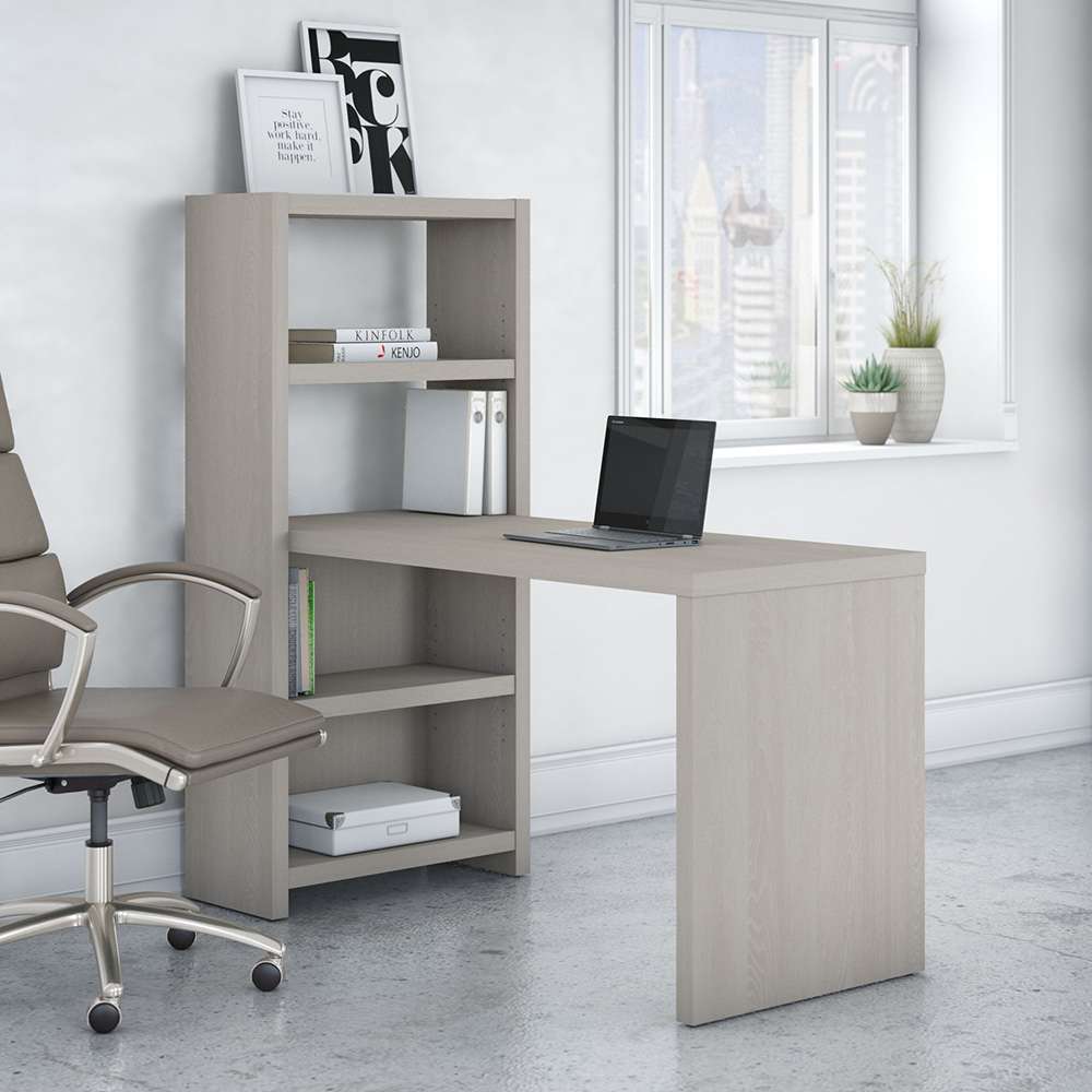 Bush Business Furniture - Echo 56W Bookcase Desk in Gray Sand - KI60207-03 veiw 2