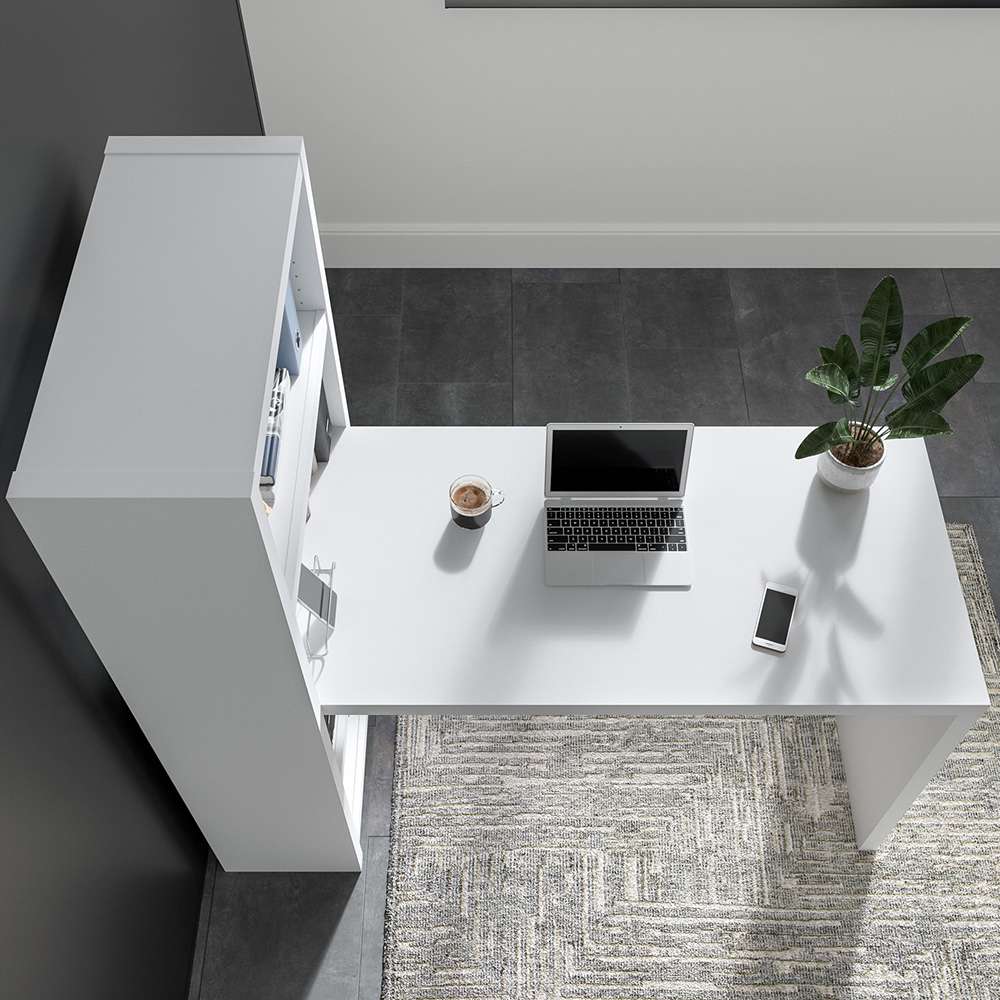 Bush Business Furniture - Echo 56W Bookcase Desk in Pure White and Modern Gray - KI60507-03 veiw 8