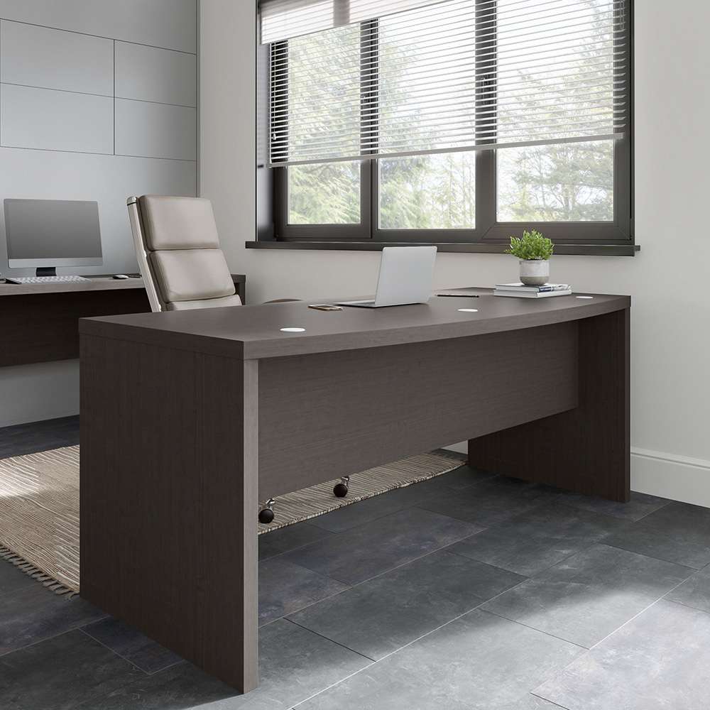 Bush Business Furniture - Echo 72W Bow Front Desk in Charcoal Maple - KI60309-03 veiw 3
