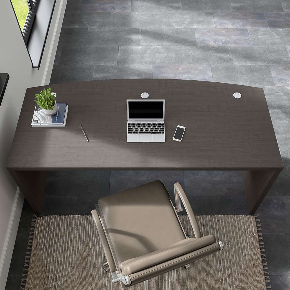Bush Business Furniture - Echo 72W Bow Front Desk in Charcoal Maple - KI60309-03 veiw 7