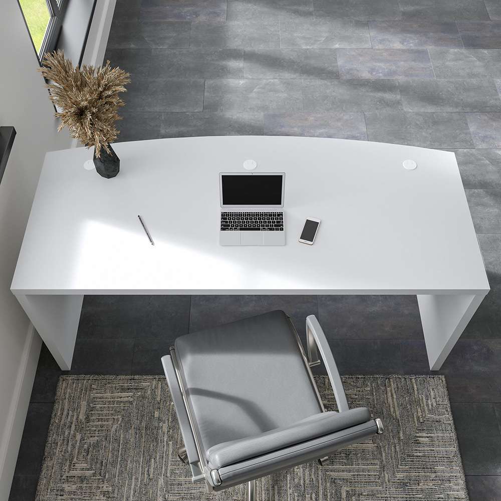 Bush Business Furniture - Echo 72W Bow Front Desk in Pure White and Modern Gray - KI60509-03 veiw 7