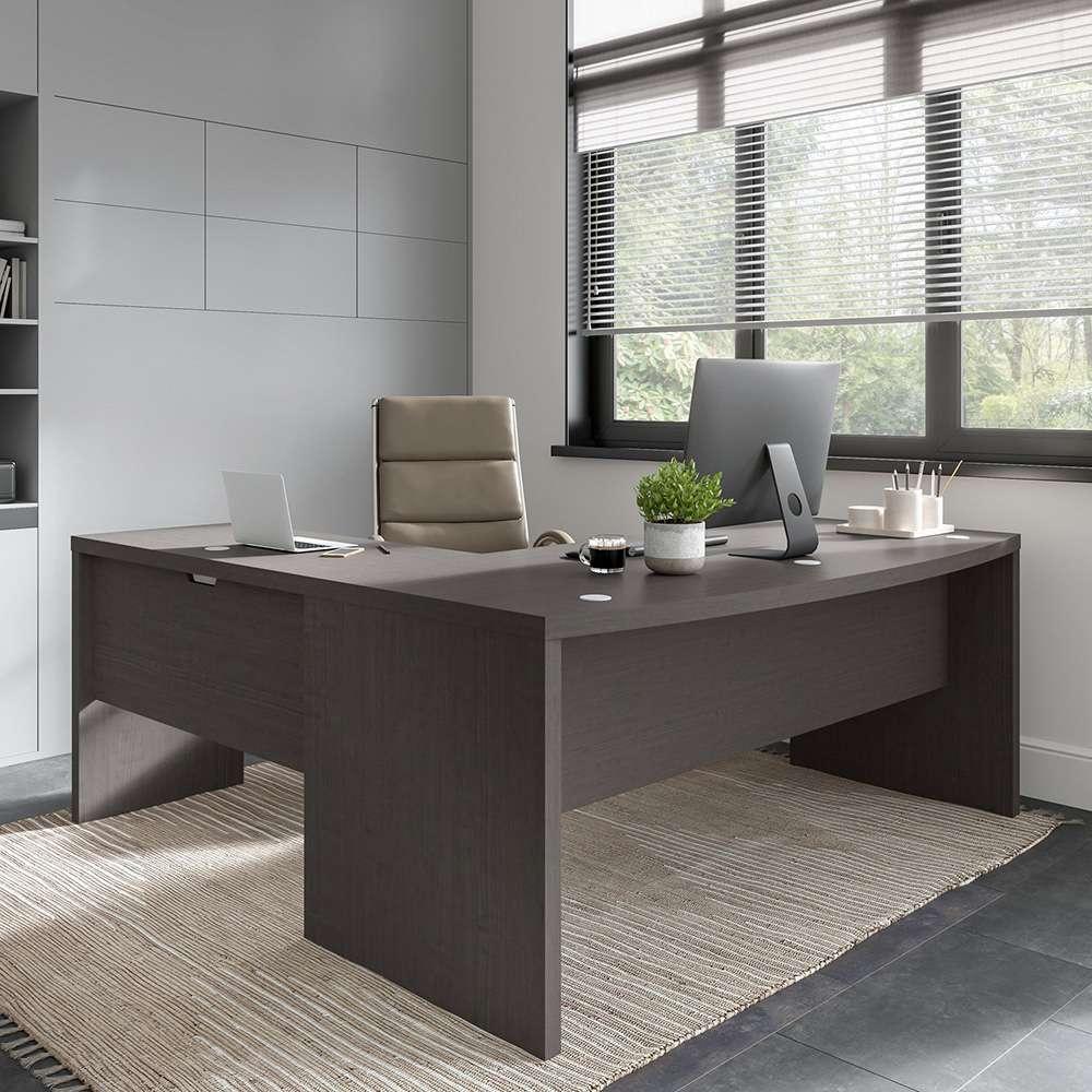 Bush Business Furniture - Echo 72W Bow Front L Shaped Desk in Charcoal Maple - ECH053CM veiw 2