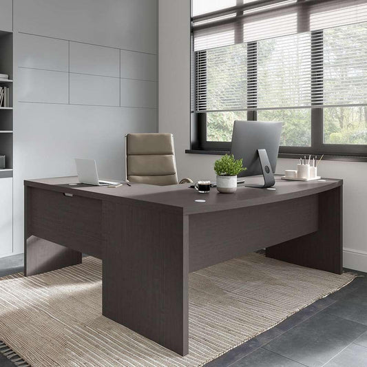 Bush Business Furniture - Echo 72W Bow Front L Shaped Desk in Charcoal Maple - ECH053CM veiw 2