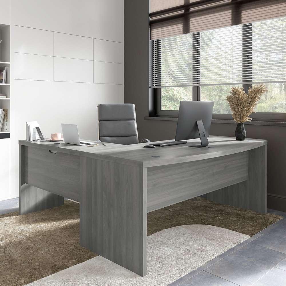 Bush Business Furniture - Echo 72W Bow Front L Shaped Desk in Modern Gray - ECH053MG veiw 2
