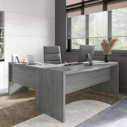 Bush Business Furniture - Echo 72W Bow Front L Shaped Desk in Modern Gray - ECH053MG veiw 2