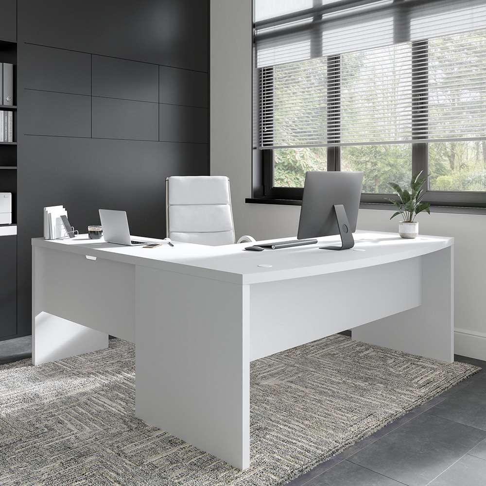 Bush Business Furniture - Echo 72W Bow Front L Shaped Desk in Pure White - ECH053PW veiw 2
