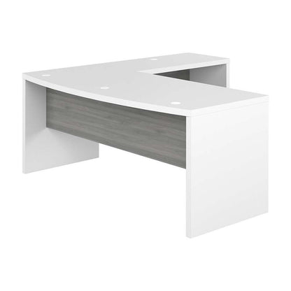 Bush Business Furniture - Echo 72W Bow Front L Shaped Desk in Pure White and Modern Gray - ECH053WHMG veiw 1
