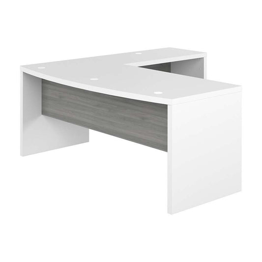 Bush Business Furniture - Echo 72W Bow Front L Shaped Desk in Pure White and Modern Gray - ECH053WHMG veiw 1