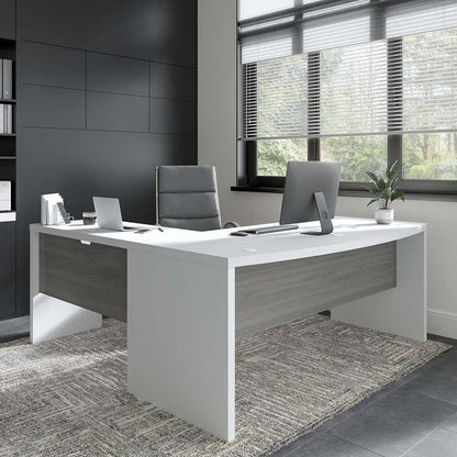 Bush Business Furniture - Echo 72W Bow Front L Shaped Desk in Pure White and Modern Gray - ECH053WHMG veiw 2