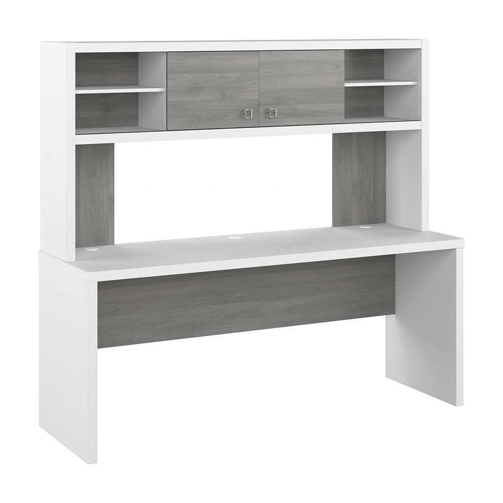 Bush Business Furniture - Echo 72W Computer Desk with Hutch in Pure White and Modern Gray - ECH056WHMG veiw 1