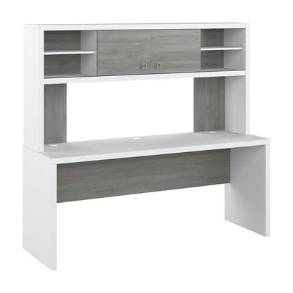 Bush Business Furniture - Echo 72W Computer Desk with Hutch in Pure White and Modern Gray - ECH056WHMG veiw 1