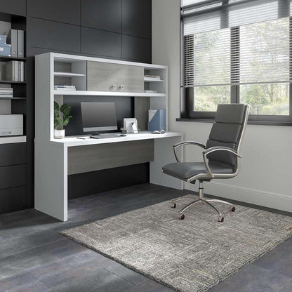 Bush Business Furniture - Echo 72W Computer Desk with Hutch in Pure White and Modern Gray - ECH056WHMG veiw 2