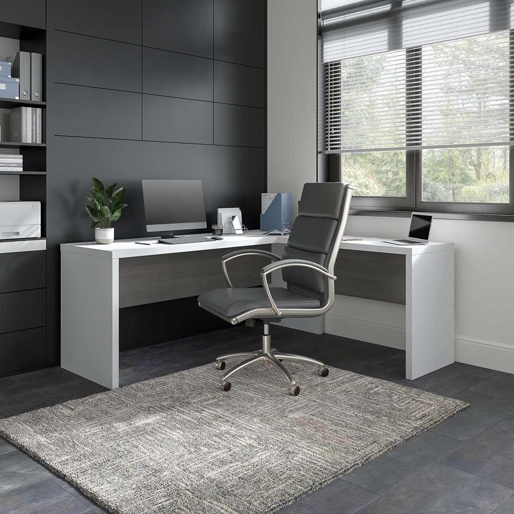 Bush Business Furniture - Echo 72W L Shaped Computer Desk in Pure White and Modern Gray - ECH054WHMG veiw 2