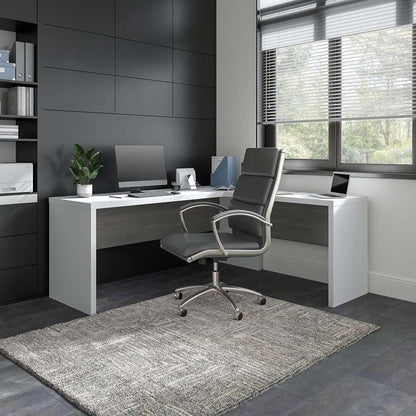 Bush Business Furniture - Echo 72W L Shaped Computer Desk in Pure White and Modern Gray - ECH054WHMG veiw 2