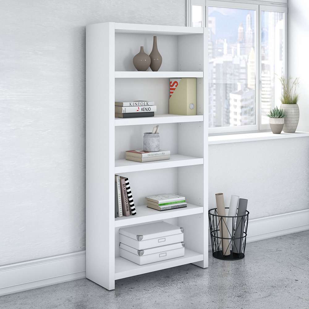Bush Business Furniture - Echo 5 Shelf Bookcase in Pure White - KI60104-03 veiw 2