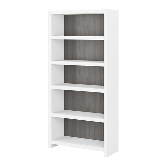 Bush Business Furniture - Echo 5 Shelf Bookcase in Pure White and Modern Gray - KI60504-03 veiw 1