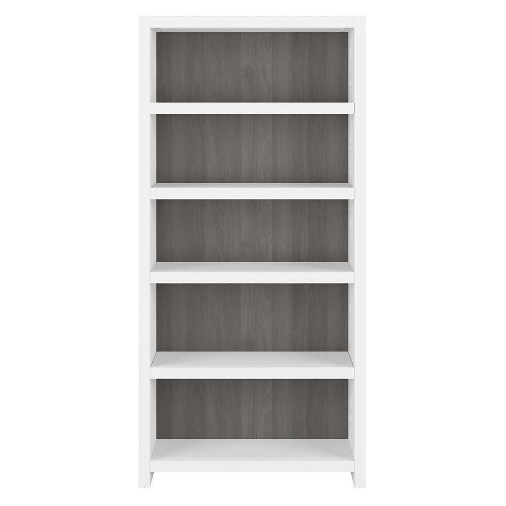 Bush Business Furniture - Echo 5 Shelf Bookcase in Pure White and Modern Gray - KI60504-03 veiw 2