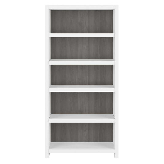 Bush Business Furniture - Echo 5 Shelf Bookcase in Pure White and Modern Gray - KI60504-03 veiw 2