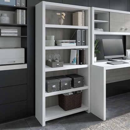 Bush Business Furniture - Echo 5 Shelf Bookcase in Pure White and Modern Gray - KI60504-03 veiw 3