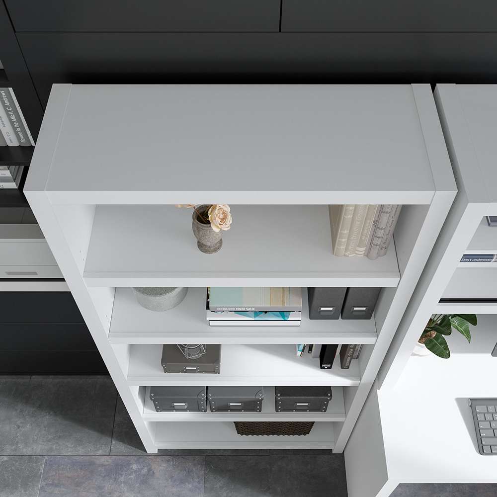 Bush Business Furniture - Echo 5 Shelf Bookcase in Pure White and Modern Gray - KI60504-03 veiw 7