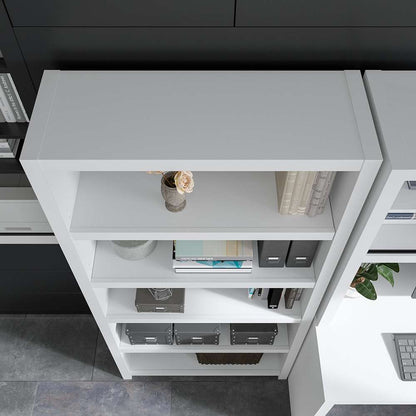 Bush Business Furniture - Echo 5 Shelf Bookcase in Pure White and Modern Gray - KI60504-03 veiw 7