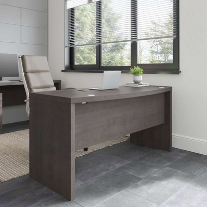 Bush Business Furniture - Echo 60W Bow Front Desk in Charcoal Maple - KI60305-03 veiw 3