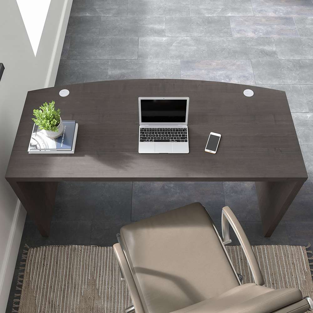 Bush Business Furniture - Echo 60W Bow Front Desk in Charcoal Maple - KI60305-03 veiw 7