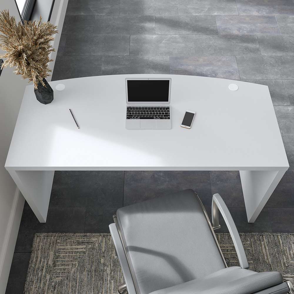 Bush Business Furniture - Echo 60W Bow Front Desk in Pure White and Modern Gray - KI60505-03 veiw 7