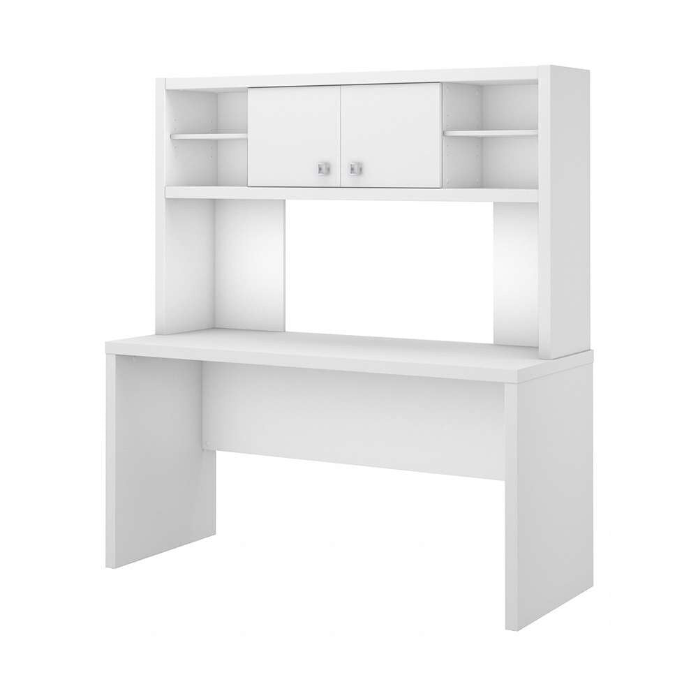 Bush Business Furniture - Echo 60W Credenza Desk with Hutch in Pure White - ECH030PW veiw 1