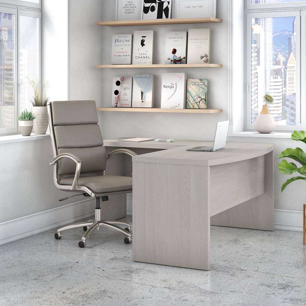 Bush Business Furniture - Echo L Shaped Bow Front Desk in Gray Sand - ECH025GS veiw 2