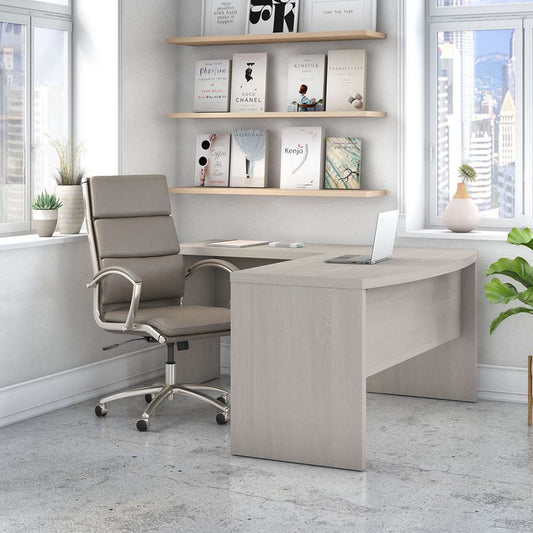 Bush Business Furniture - Echo L Shaped Bow Front Desk in Gray Sand - ECH025GS veiw 2