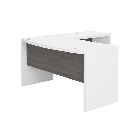 Bush Business Furniture - Echo L Shaped Bow Front Desk in Pure White and Modern Gray - ECH025WHMG veiw 1