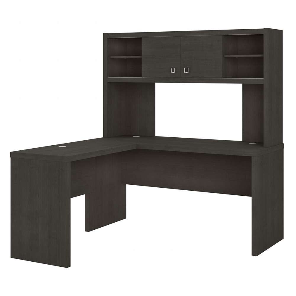 Bush Business Furniture - Echo L Shaped Desk with Hutch in Charcoal Maple - ECH031CM veiw 1