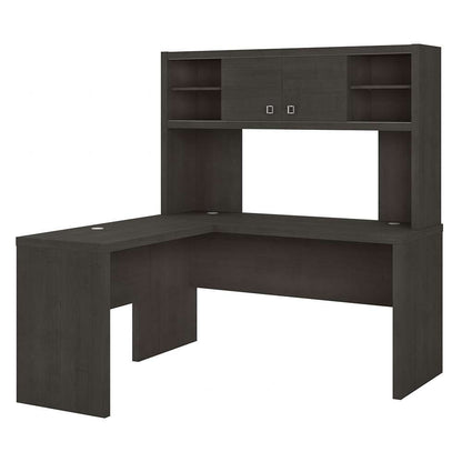 Bush Business Furniture - Echo L Shaped Desk with Hutch in Charcoal Maple - ECH031CM veiw 1