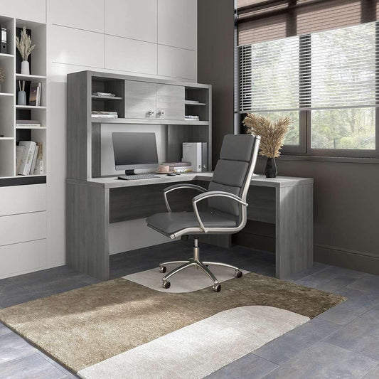 Bush Business Furniture - Echo L Shaped Desk with Hutch in Modern Gray - ECH031MG veiw 2