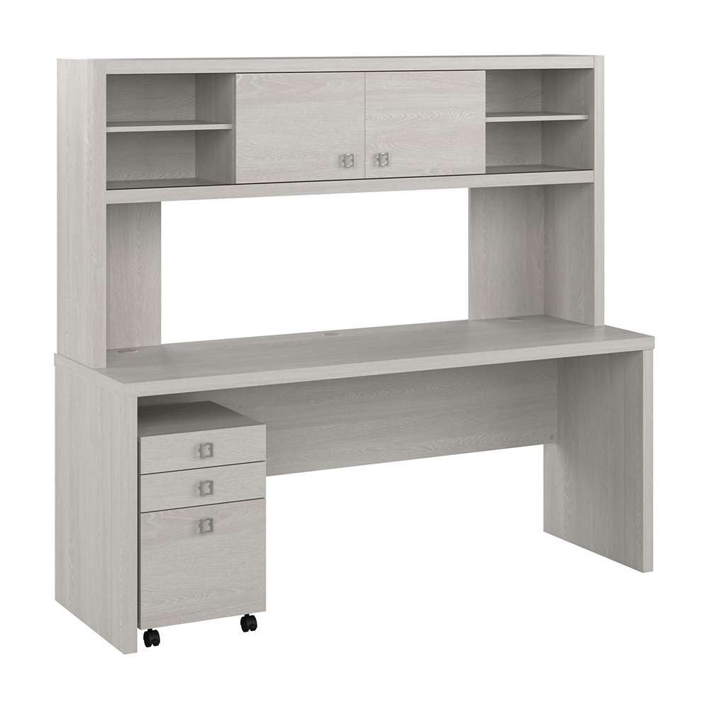 Bush Business Furniture - Echo 72W Computer Desk with Hutch and 3 Drawer Mobile File Cabinet in Gray Sand - ECH048GS veiw 1