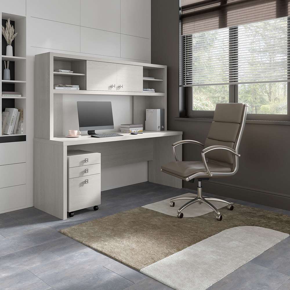 Bush Business Furniture - Echo 72W Computer Desk with Hutch and 3 Drawer Mobile File Cabinet in Gray Sand - ECH048GS veiw 2