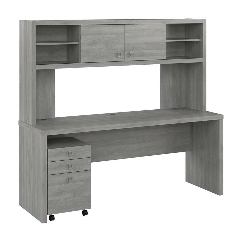 Bush Business Furniture - Echo 72W Computer Desk with Hutch and 3 Drawer Mobile File Cabinet in Modern Gray - ECH048MG veiw 1