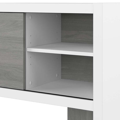 Bush Business Furniture - Echo 72W Computer Desk with Hutch and 3 Drawer Mobile File Cabinet in Pure White and Modern Gray - ECH048WHMG veiw 6