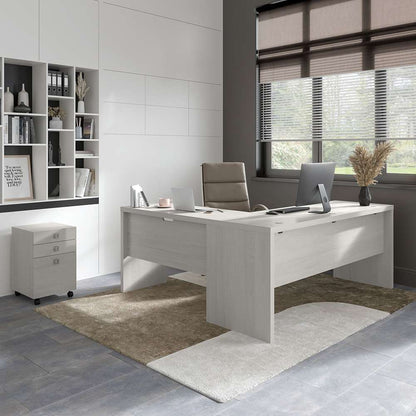 Bush Business Furniture - Echo 72W L Shaped Computer Desk with 3 Drawer Mobile File Cabinet in Gray Sand - ECH050GS veiw 2