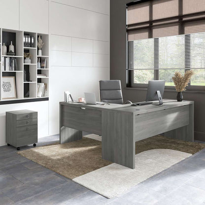 Bush Business Furniture - Echo 72W L Shaped Computer Desk with 3 Drawer Mobile File Cabinet in Modern Gray - ECH050MG veiw 2