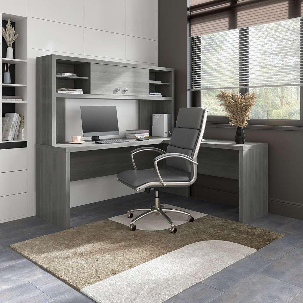 Bush Business Furniture - Echo 72W L Shaped Computer Desk with Hutch in Modern Gray - ECH057MG veiw 2