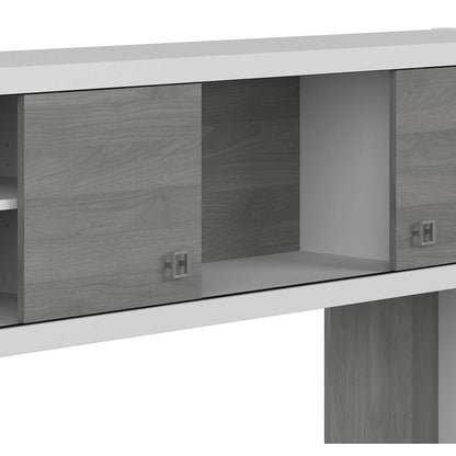 Bush Business Furniture - Echo 72W L Shaped Computer Desk with Hutch in Pure White and Modern Gray - ECH057WHMG veiw 4