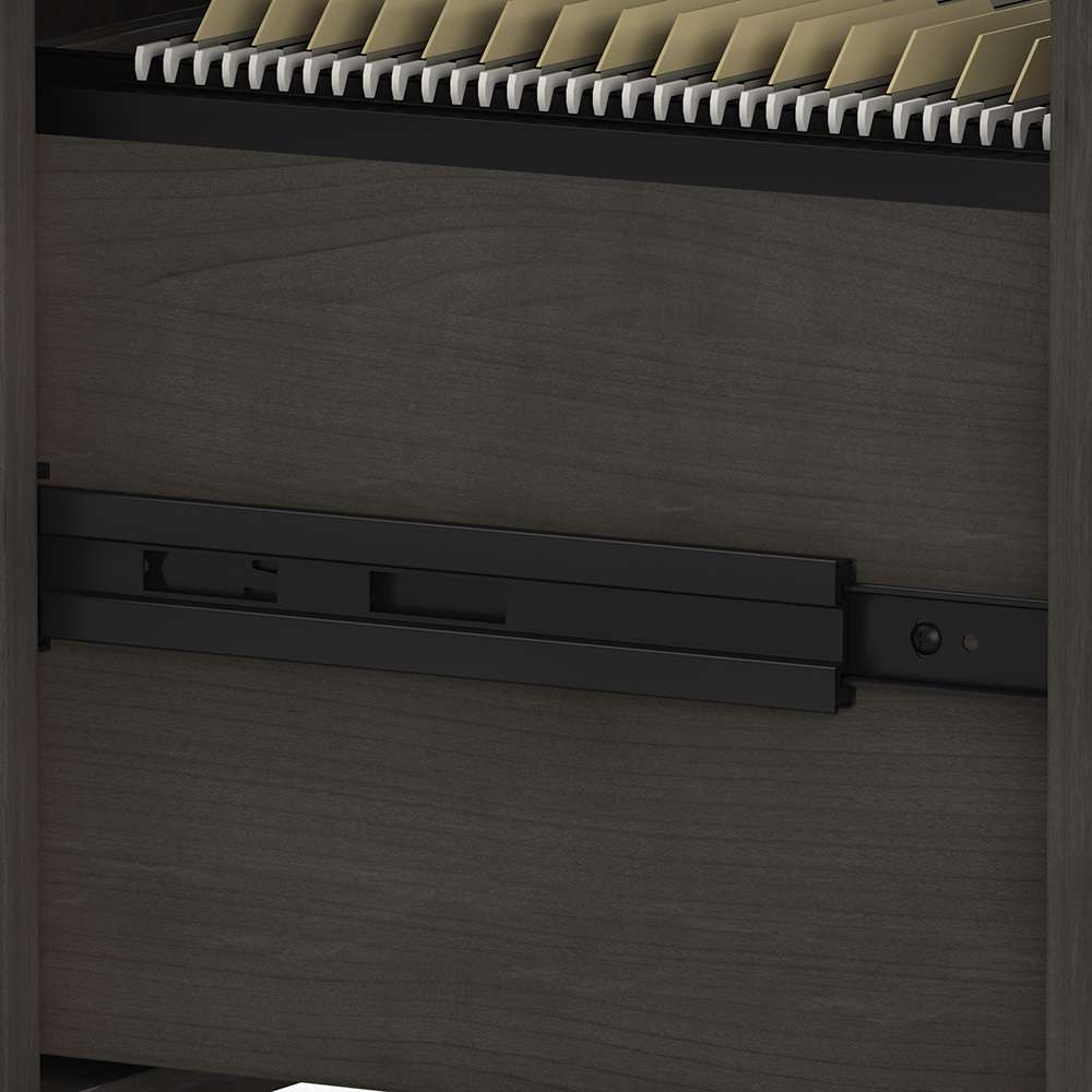 Bush Business Furniture - Echo L Shaped Bow Front Desk with Mobile File Cabinet in Charcoal Maple - ECH007CM veiw 5