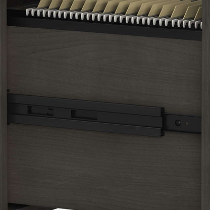Bush Business Furniture - Echo L Shaped Bow Front Desk with Mobile File Cabinet in Charcoal Maple - ECH007CM veiw 5